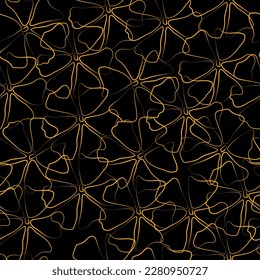 Pattern seamless floral silhouette of flowers, contrast print black and yellow