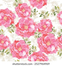 Pattern seamless flower blossom hand draw watercolor. Artwork on transparent background.