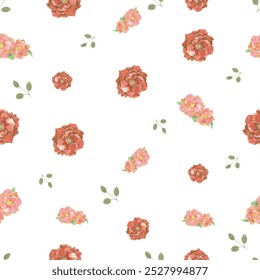 Pattern seamless flower blossom hand draw watercolor. Artwork on transparent background.