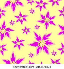 pattern seamless flower color Pink yellow. Design for fabric, curtain, background, carpet, wallpaper, clothing, wrapping, Batik, fabric,Vector illustration.