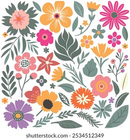 Padrão de flores sem costura, Elemento botânico desenhado à mão, Doodle botânica design.perfect floral para branding.