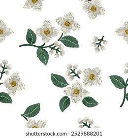 pattern seamless flowers inspired from embroidery.You can change the background color from the EPS file.