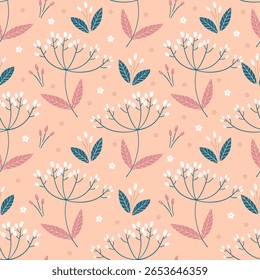 Pattern Seamless with flowers and leaves. 