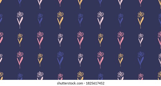 Blumenmotive nahtloses Muster auf blauem Hintergrund