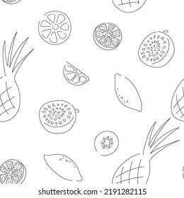 pattern seamless fruit exotic stains lines modern bright design print background. Vector illustration
