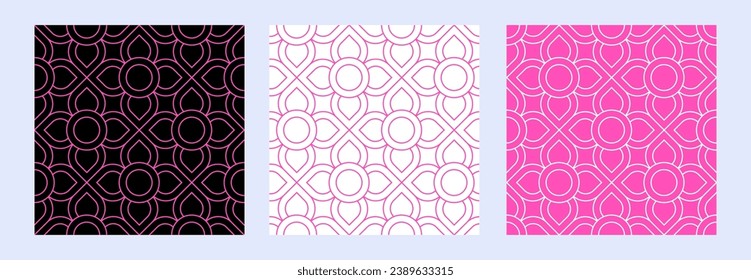 Pattern seamless geometric line floral circle abstract background pink luxury color geometric vector.