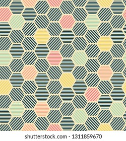 pattern is seamless, geometric, monochrome, hexagon, honeycomb