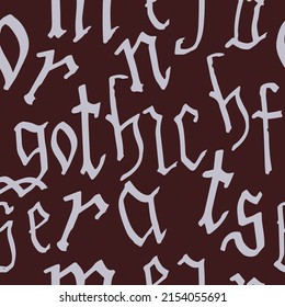 Pattern seamless Gothic style alphabet calligraphy, lettering. European Medieval latin letters. Vector background