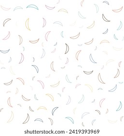 Pattern Seamless half moon isolated on white background cartoon style vector illustration