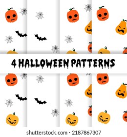 pattern seamless halloween pumpkin black cat bat print. Vector Illustration