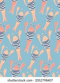 Pattern seamless with hand drawn sea life elements.