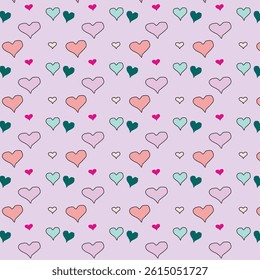 Pattern seamless heart pink  background. Repeated hearts. Cute seamless pattern