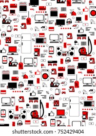 Pattern seamless of household appliances.Template for packing design.