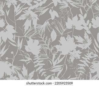 Pattern seamless imprints of leaves. Vector illustration.