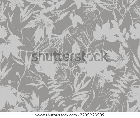 Pattern seamless imprints of leaves. Vector illustration.
