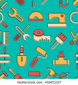 Pattern seamless industrial instrument drawn in a linear style