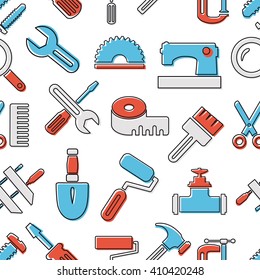 Pattern seamless industrial instrument drawn in a linear style