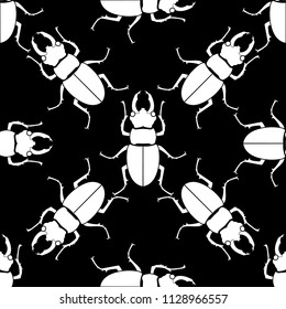 Pattern seamless. Insect background. Beetle ornament.