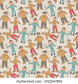 pattern seamless kids with boy doodle element. seamless young boy pattern