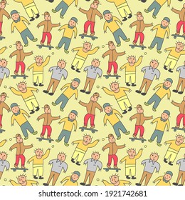 Pattern Seamless Kids With Sweet Seventeen Doodle Element. Seamless Pattern With Skateboard, Headphones And Other Hand Drowing Elements. Cool Texture Background.