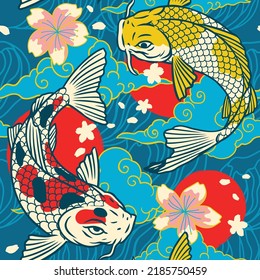 Pattern Seamless Koi Japanese Traditional Style