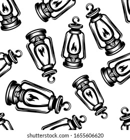 pattern seamless of lantern in style vintage, retro, engraved. - vector illustrations