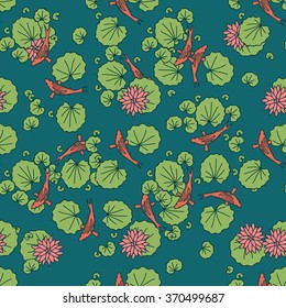 Pattern seamless "lotus pond and fishes"
