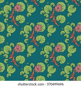 Pattern seamless "lotus pond and fishes"
