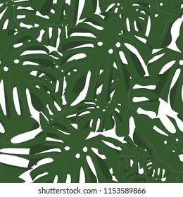 Pattern seamless with a Manstera liaf on an isolated background.