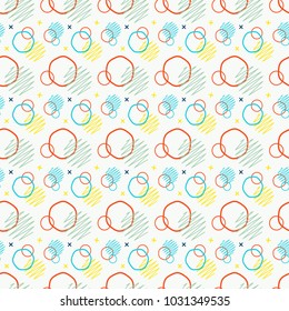 Pattern seamless Memphis retro style. Abstract vector seamless background. Memphis geometric pattern vintage pop art shapes. Modern minimal colorful trendy graphic good for fabric or cover print art