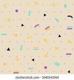 Pattern seamless memphis retro style. Abstract vector seamless background. Memphis geometric pattern vintage pop art shapes. Modern minimal colorful trendy graphic good for fabric or cover print art