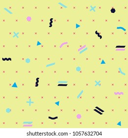 Pattern seamless memphis retro style. Abstract vector seamless background. Memphis geometric pattern vintage pop art shapes. Modern minimal colorful trendy graphic good for fabric or cover print art