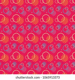 Pattern seamless memphis retro style. Abstract vector seamless background. Memphis geometric pattern vintage pop art shapes. Modern minimal colorful trendy graphic good for fabric or cover print art