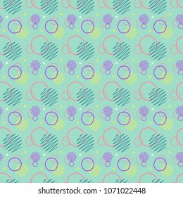 Pattern seamless memphis retro style. Abstract vector seamless background. Memphis geometric pattern vintage pop art shapes. Modern minimal colorful trendy graphic good for fabric or cover print art