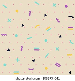 Pattern seamless memphis retro style. Abstract vector seamless background. Memphis geometric pattern vintage pop art shapes. Modern minimal colorful trendy graphic good for fabric or cover print art