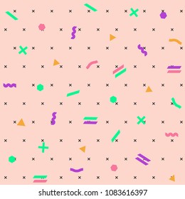 Pattern seamless memphis retro style. Abstract vector seamless background. Memphis geometric pattern vintage pop art shapes. Modern minimal colorful trendy graphic good for fabric or cover print art
