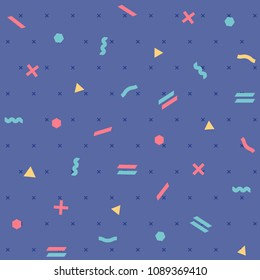 Pattern seamless memphis retro style. Abstract vector seamless background. Memphis geometric pattern vintage pop art shapes. Modern minimal colorful trendy graphic good for fabric or cover print art