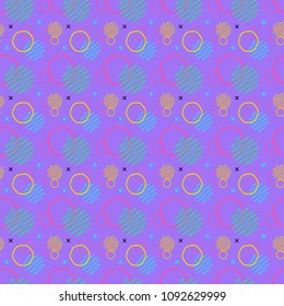 Pattern seamless memphis retro style. Abstract vector seamless background. Memphis geometric pattern vintage pop art shapes. Modern minimal colorful trendy graphic good for fabric or cover print art