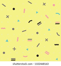 Pattern seamless memphis retro style. Abstract vector seamless background. Memphis geometric pattern vintage pop art shapes. Modern minimal colorful trendy graphic good for fabric or cover print art