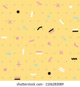 Pattern seamless memphis retro style. Abstract vector seamless background. Memphis geometric pattern vintage pop art shapes. Modern minimal colorful trendy graphic good for fabric or cover print art