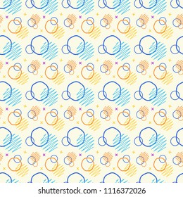 Pattern seamless memphis retro style. Abstract vector seamless background. Memphis geometric pattern vintage pop art shapes. Modern minimal colorful trendy graphic good for fabric or cover print art