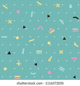Pattern seamless memphis retro style. Abstract vector seamless background. Memphis geometric pattern vintage pop art shapes. Modern minimal colorful trendy graphic good for fabric or cover print art