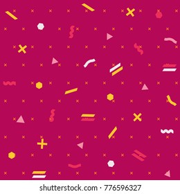 Pattern seamless memphis retro style. Abstract vector seamless background. Memphis geometric pattern vintage simple pop art shapes. Modern minimal colorful trendy graphic good for fabric or print art.