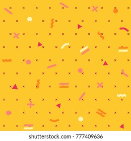 Pattern seamless memphis retro style. Abstract vector seamless background. Memphis geometric pattern vintage simple pop art shapes. Modern minimal colorful trendy graphic good for fabric or print art.