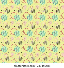 Pattern seamless memphis retro style. Abstract vector seamless background. Memphis geometric pattern vintage pop art shapes. Modern minimal colorful trendy graphic good for fabric or cover print art