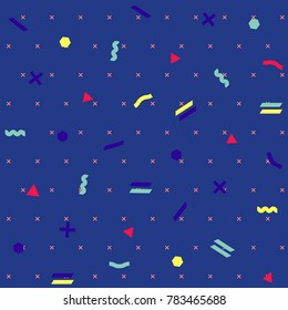 Pattern seamless memphis retro style. Abstract vector seamless background. Memphis geometric pattern vintage pop art shapes. Modern minimal colorful trendy graphic good for fabric or cover print art