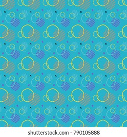 Pattern seamless memphis retro style. Abstract vector seamless background. Memphis geometric pattern vintage pop art shapes. Modern minimal colorful trendy graphic good for fabric or cover print art