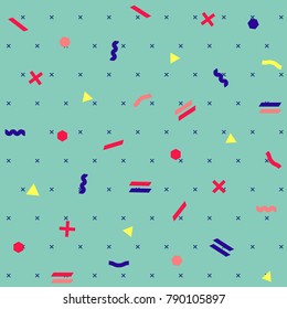 Pattern seamless memphis retro style. Abstract vector seamless background. Memphis geometric pattern vintage pop art shapes. Modern minimal colorful trendy graphic good for fabric or cover print art