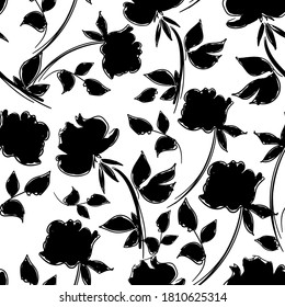 pattern seamless monochrome flowers trend in textiles vector background floral fabric 