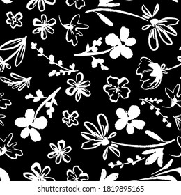 pattern seamless monochrome flowers trend in textiles vector background floral fabric 